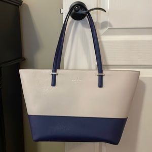 Like New!  Leather Kate Spade Bag.  Cream and blue.